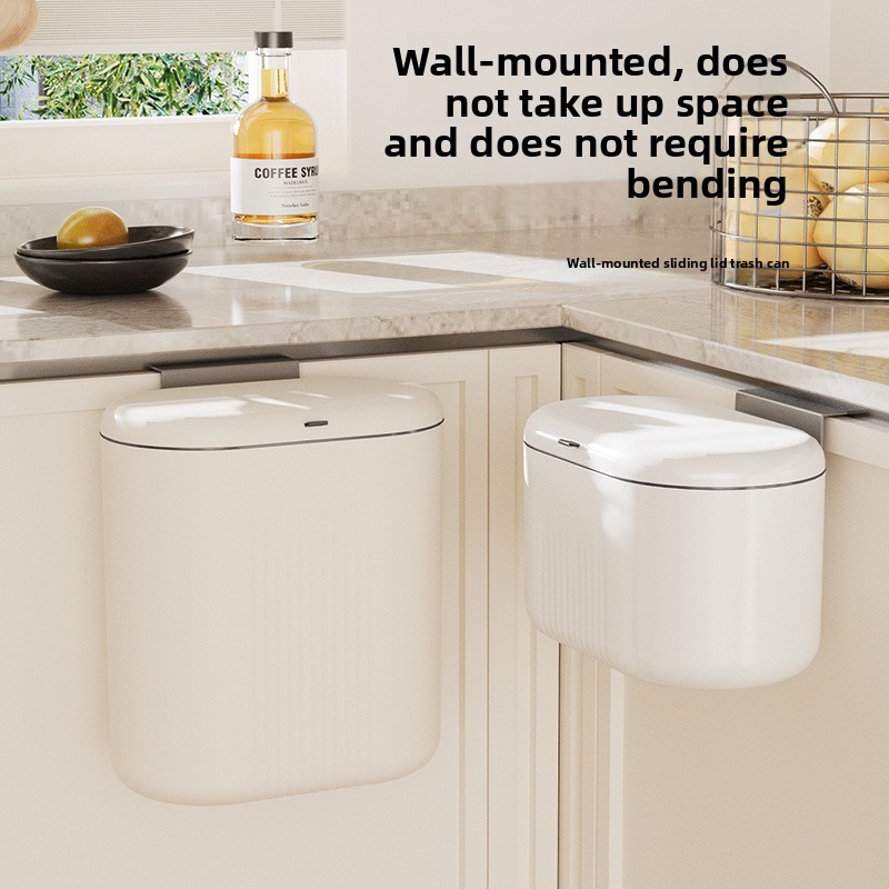 Home Essentials Bathroom Storage - Wall-Mounted Large Slide-Open Trash Can for