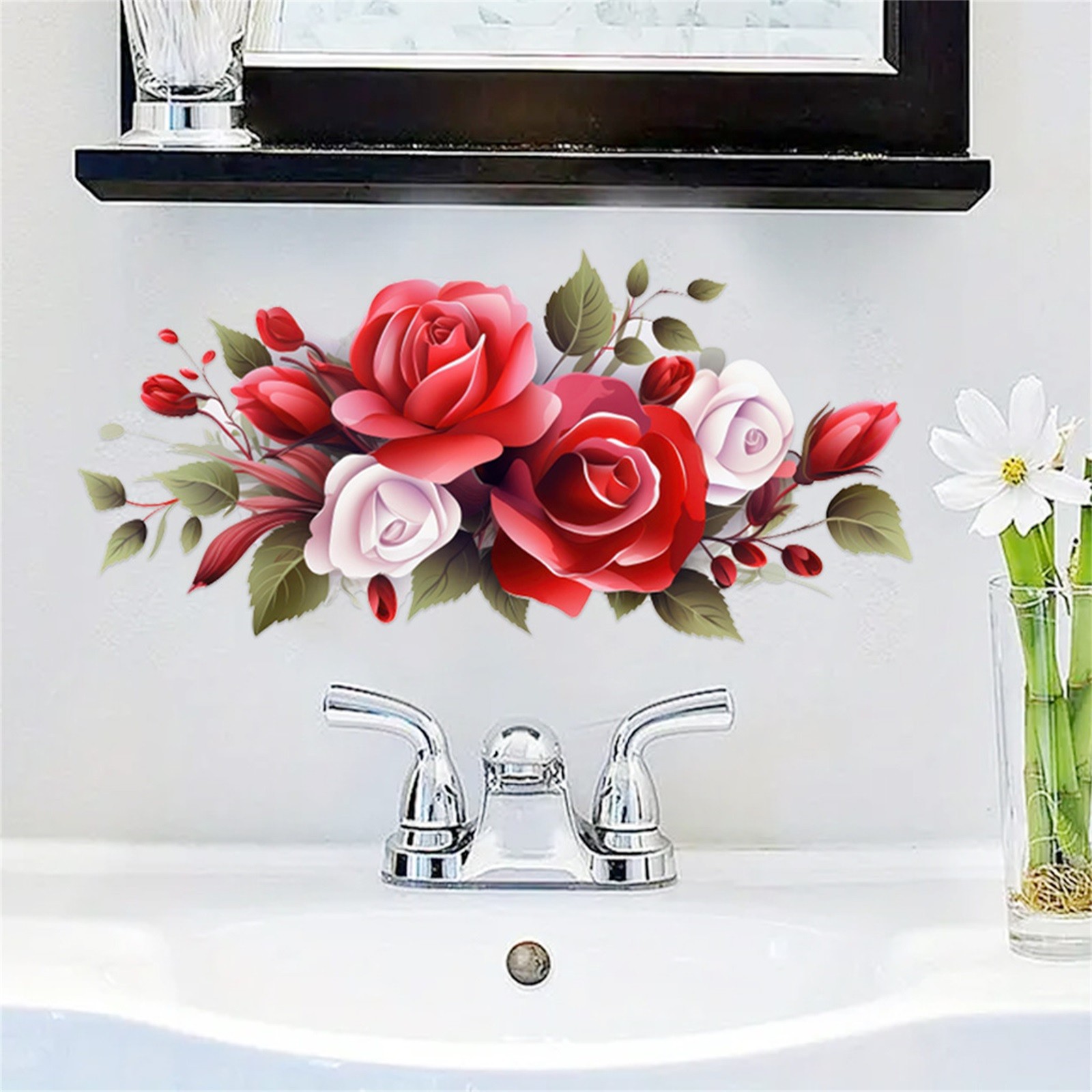 Home Bathroom Trends - Valentine'S Day Red Rose Wall Sticker