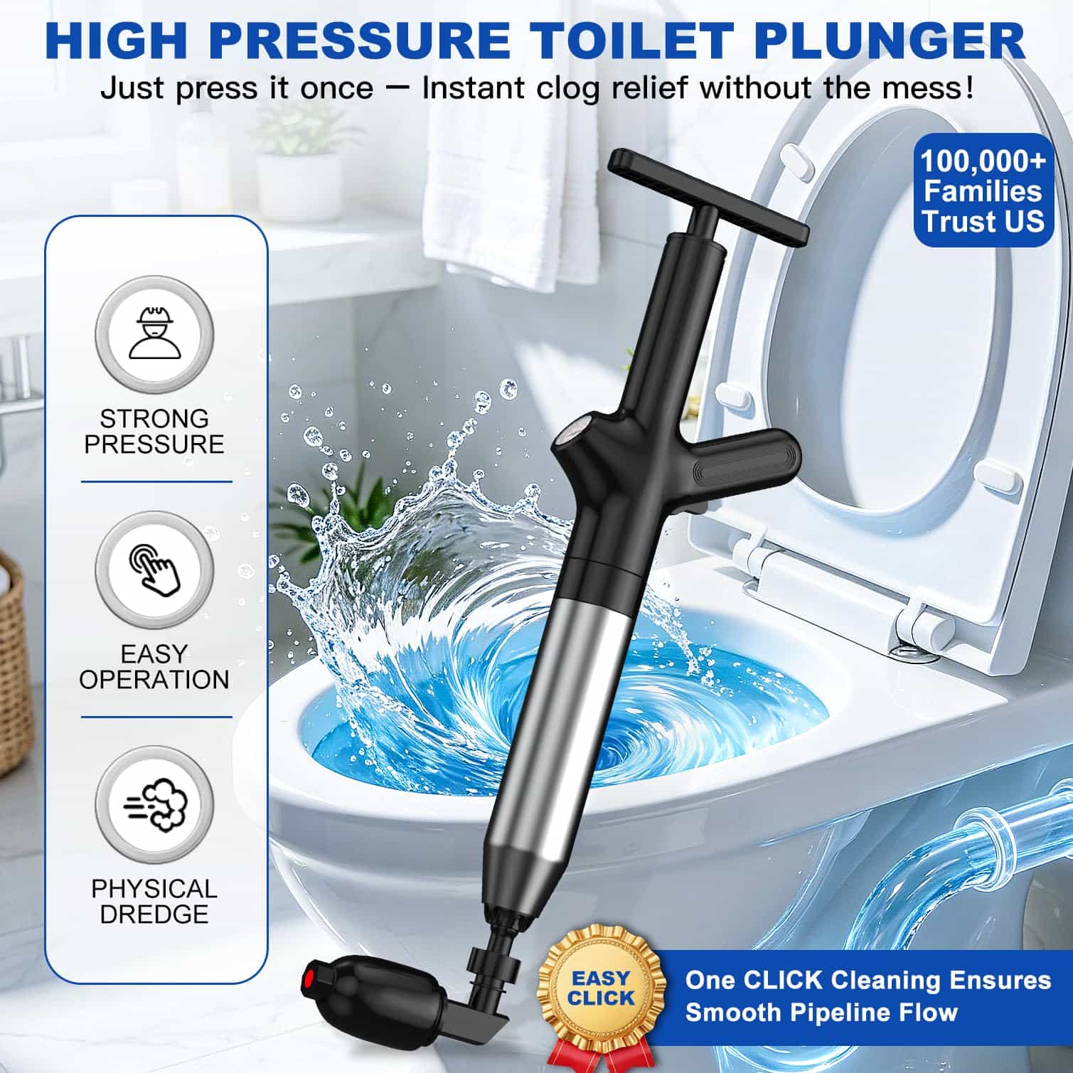 Toilet Plunge Blaster, High Pr - огляд і ціна Plunger Toilet